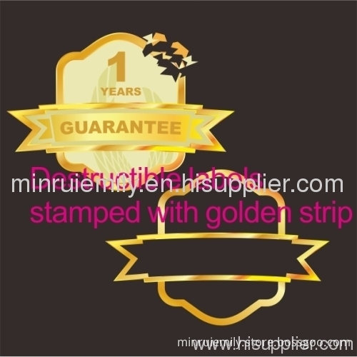 Custom Special Destructible Labels With Stamping Gloden Strip Around The Labels Or Patterns